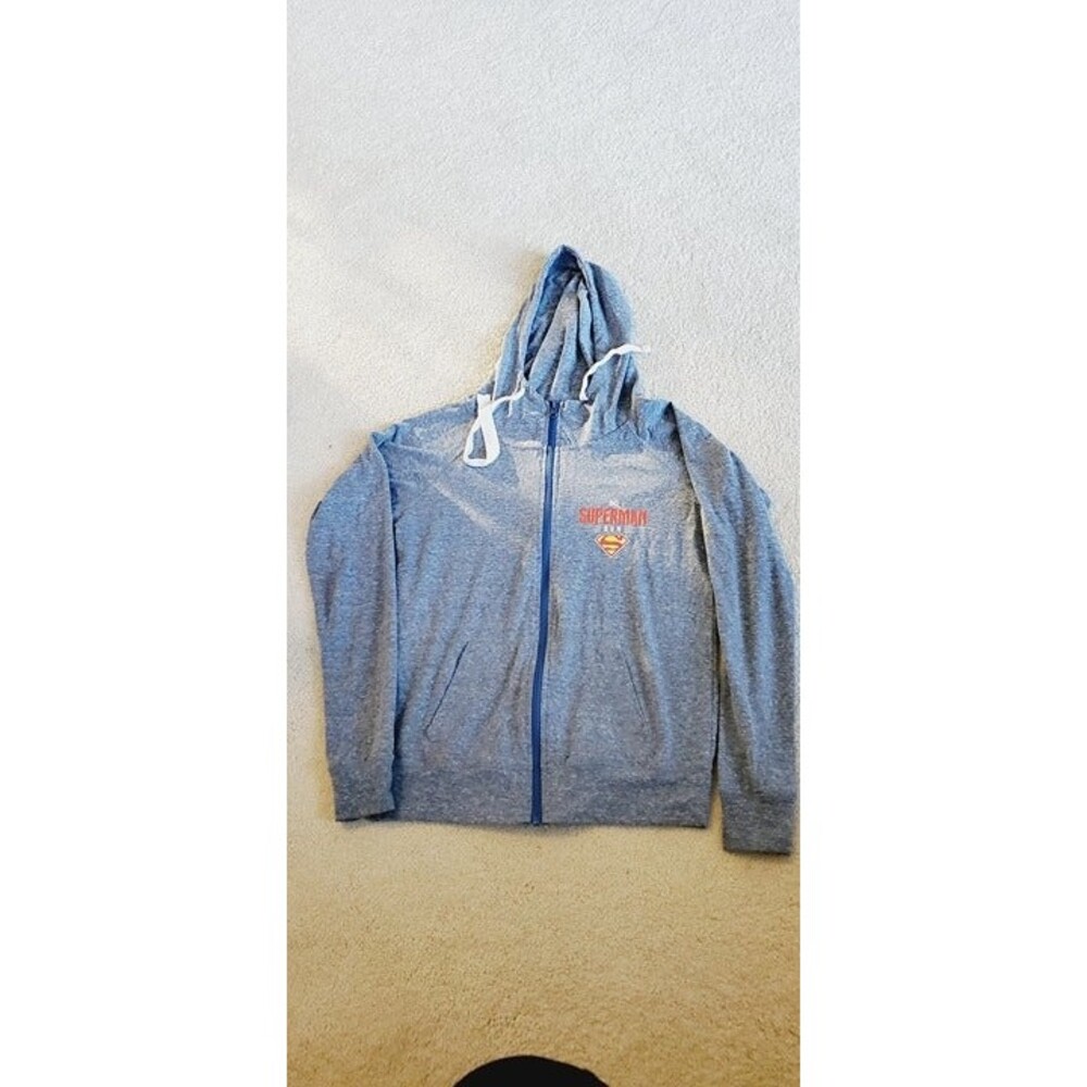 Women's S DC Superman Run Series 2021 Blue Zip-Up Athletic Hoodie Lightweight